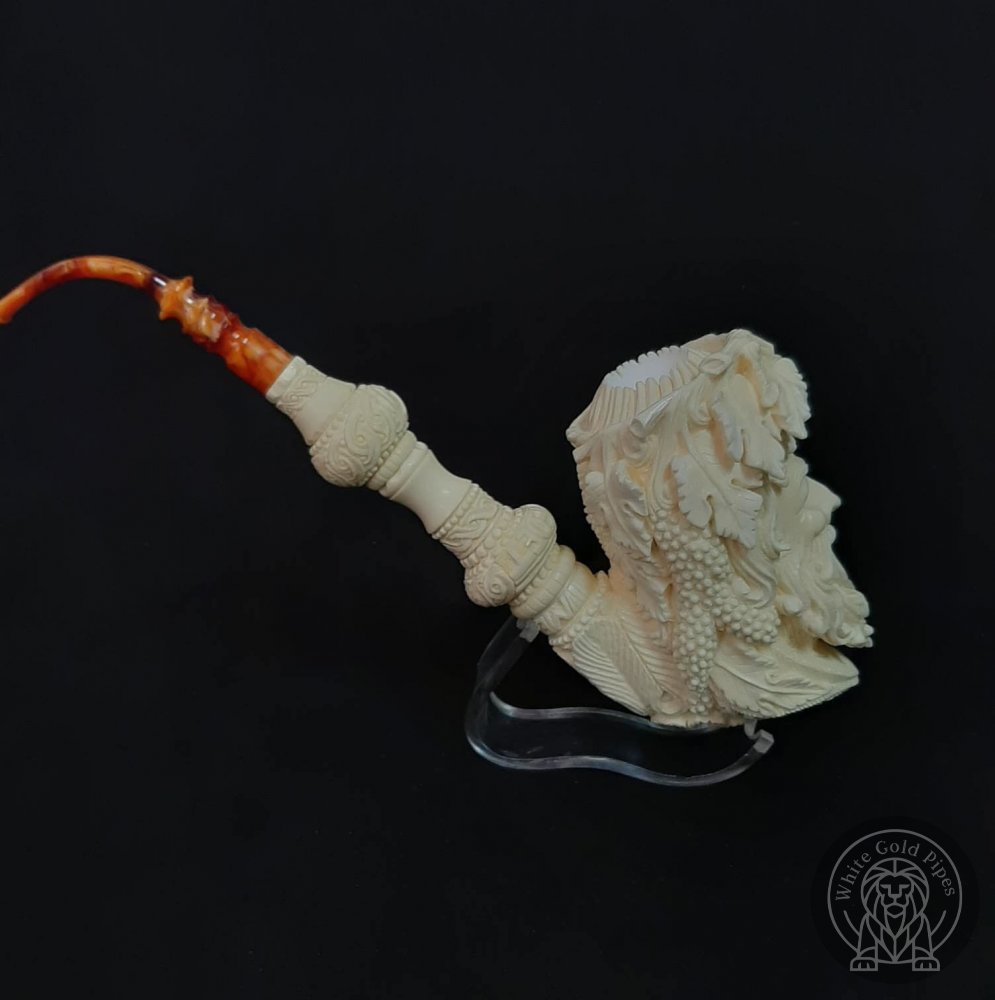 Bacchus Portrait Hand Carved Meerschaum Pipe by Emin Brothers