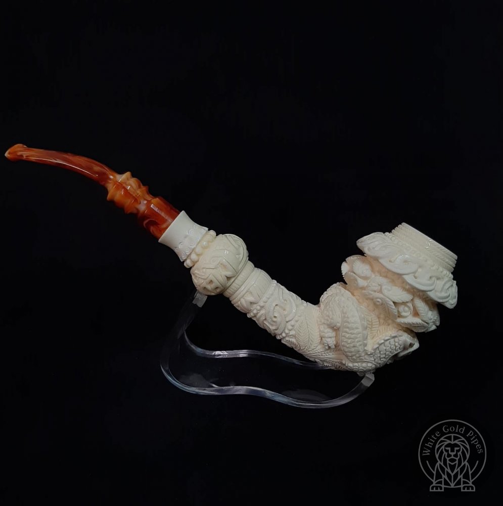 Topkapi Deluxe DRAGON Hand Carved Meerschaum Pipe by EMİN BROTHERS